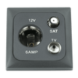 C-line 12 Volt Steckdose mit Antenne und Sat-Anschluss mit opalem Abdeckrahmen anthrazit - ohne Verkaufsverpackung