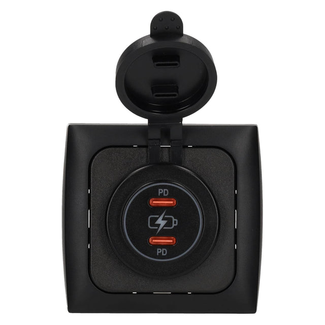 C-line power line 2x usb-c pd 36w lader met opal afdekraam zwart
