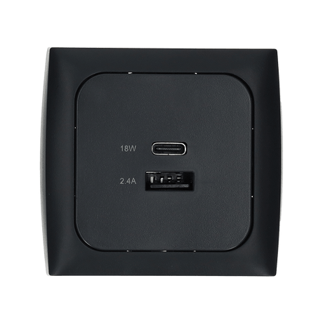C-line usb laadcontactdoos met usb-a en usb-c met opal afdekraam antraciet