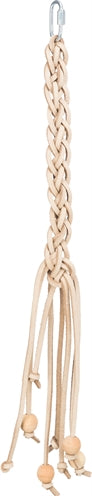 Trixie Spielzeugschnürsenkel aus Leder mit Holzperlen natur