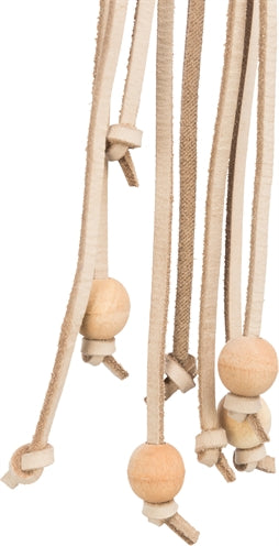 Trixie Spielzeugschnürsenkel aus Leder mit Holzperlen natur