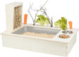 Trixie Futterstation mit Futternapf, Wassernapf, Heuraufe, Naturholz