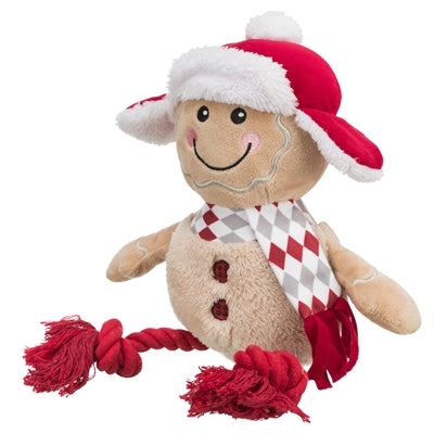 Trixie Weihnachtslebkuchenmann mit Zahnseideseil, Beine aus Plüschbaumwolle