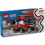 Lego City F1 Boxenstopp und Boxencrew mit Ferrari-Auto – 60443