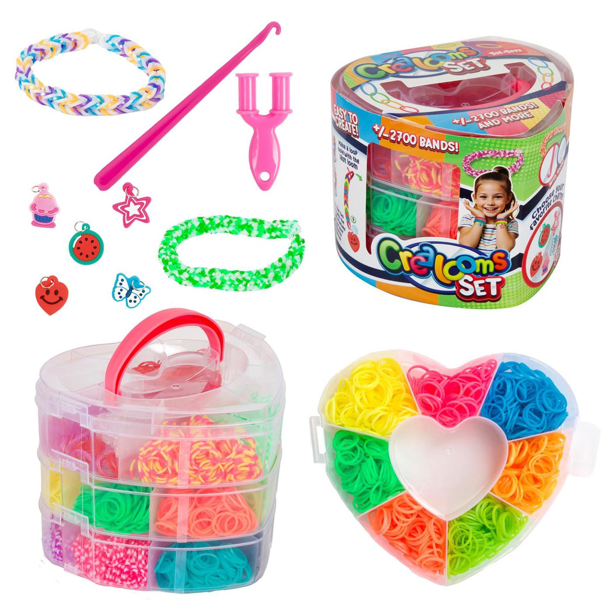 Toi-toys Webstuhlband-Set 2700-teilig in herzförmiger Aufbewahrungsbox