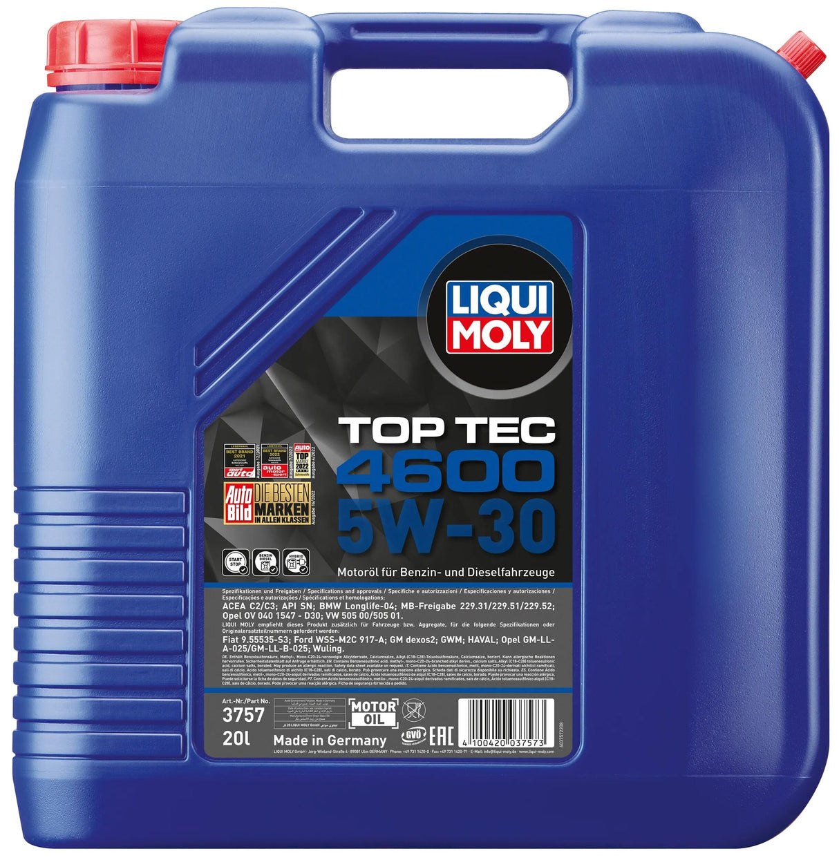 Liqui Moly Motoröl Top Tec 4600. Motoröl 5w30 20l Top Tec 4600