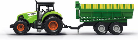 Online-Einzelhandelsgeschäft Traktor mit silbernen Rädern, Anhänger und Licht und Sound