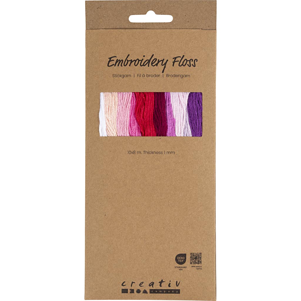 Creativ Company Stickgarn, Stärke 1 mm, Lila-Rosa-Harmonie, 10x8 m 1 Box