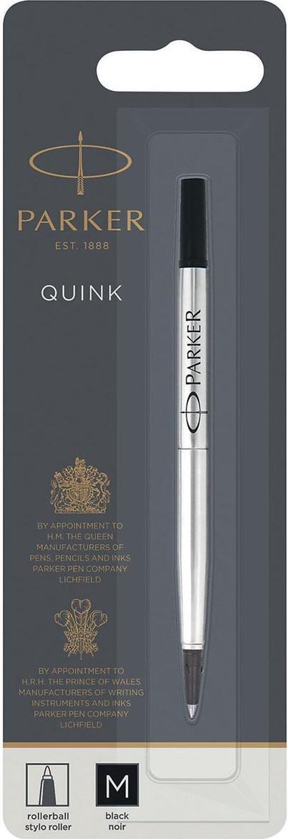 Parker Tintenroller-Tintenmine | mittlerer Punkt | schwarze Quink-Tinte | 1 Stk