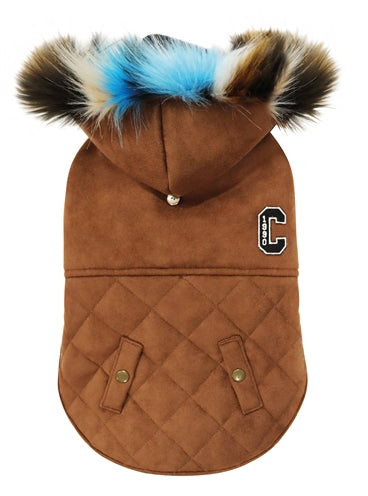 Croci Hundemantel mit Lammfell gefüttert, braun