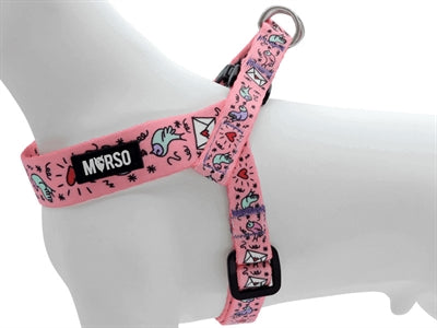 Morso Mini-Hundegeschirr, verstellbar, recycelt, süßes Tweet-Rosa