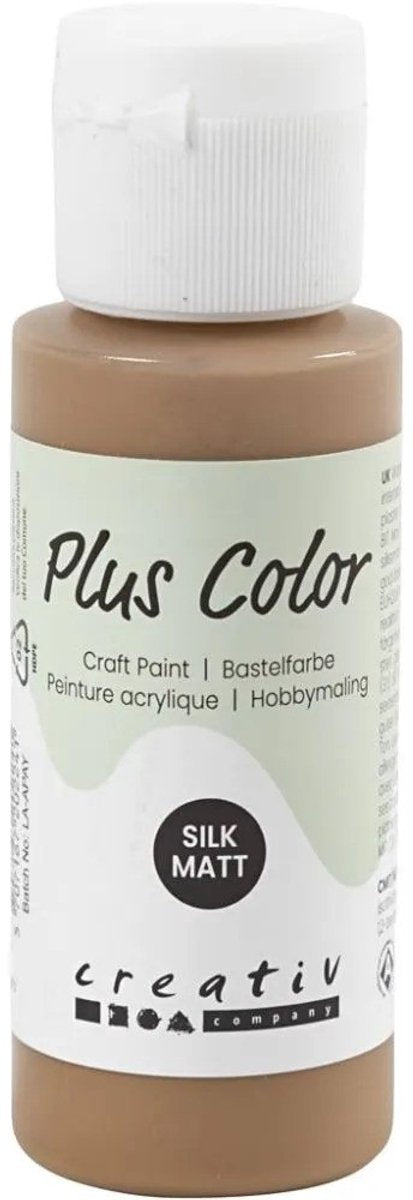 Plus Color Acrylfarbe - beige Farbe - Acrylfarbe - Acrylfarbe - Hobbyfarbe - schnell trocknende Farbe - deckende Farbe - Farbe auf Wasserbasis - hochwertige Dekorationsfarbe - hellbraun - Farbe - 60 ml