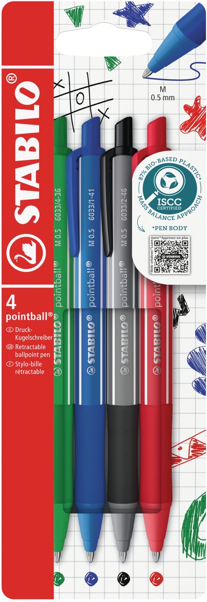 Stabilo pointball bunte Kugelschreiber - 4 Stk.