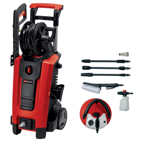Einhell Elektro-Hochdruckreiniger TC-HP 170 - 2300 W - max. 170 bar - 420 l·h - inkl. 10 m Hochdruckschlauch, Pistole, Lanze, verschiedene Düsen, Bürste, Schaumsprüher und Terrassenreiniger mit Behälter
