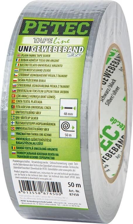 Petec Textilband Uni Gewebeband 50m Silber
