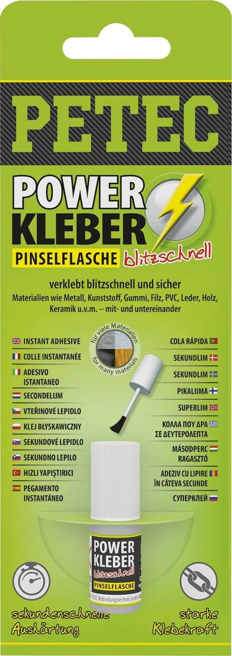 Petec Universalkleber Power Kleber Blitzschnell Zweitkleber 4g SB Pinselflaschen