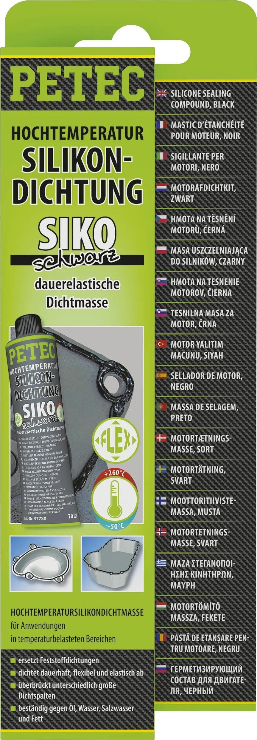 Petec Dichtpaste Silikondichtungen hat 70ml schwarz