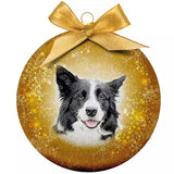 Plenty Gifts Weihnachtskugel, gefrostet, Border-Collie-Gelb