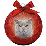 Plenty Gifts Weihnachtskugel mattiert grau Katze rot
