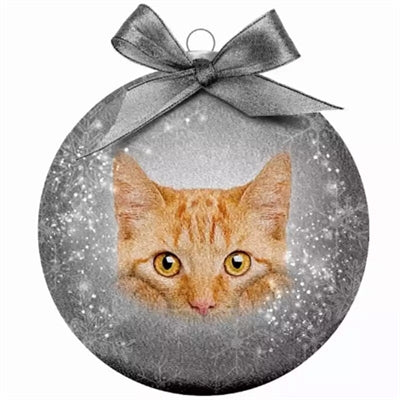 Plenty Gifts Weihnachtskugel mattiert rot Katze grau