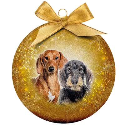 Plenty Gifts Weihnachtskugel gefrostet Dackel Gold