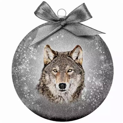 Plenty Gifts Weihnachtskugel Frosted Wolf Silber