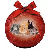 Plenty Gifts Weihnachtskugel, gefrostete Hasen, rot
