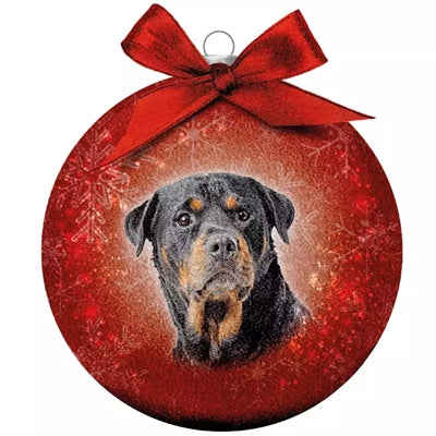 Plenty Gifts Weihnachtskugel gefrostet Rottweiler rot