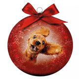Plenty Gifts Weihnachtskugel, gefrostet, Crazy Dog, Rot