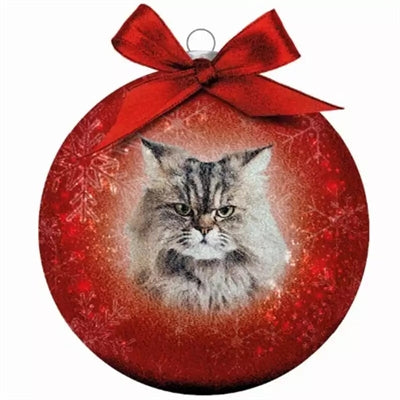 Plenty Gifts Weihnachtskugel gefrostet, mürrische Katze geht weg, rot