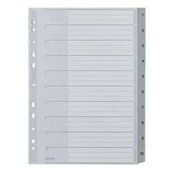Numerische Tabs Leitz 1280 grau PP (Polypropylen)