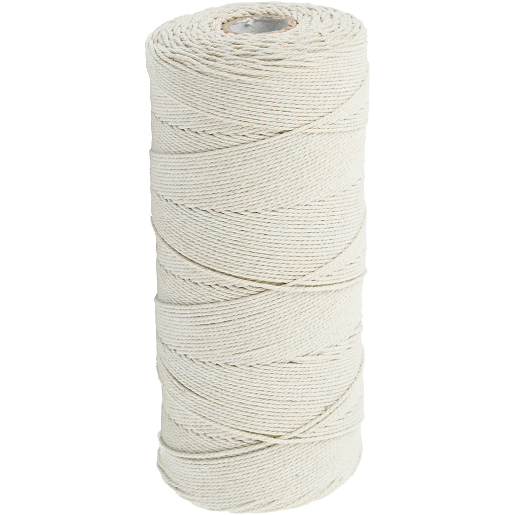 Creativ Company Makrameeschnur, L: 315 m, Stärke 1 mm, dünne Qualität 12 12, hell natur, 220 g 1 Knäuel