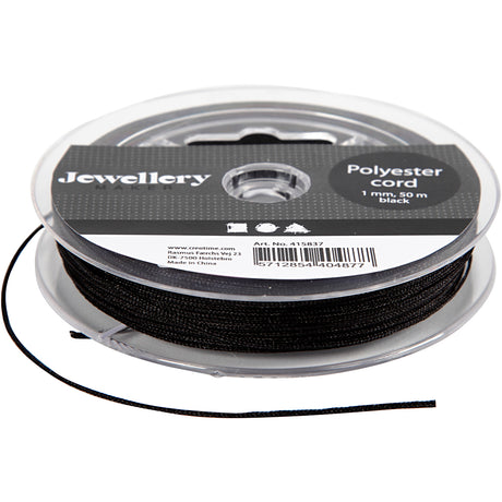 Kreativfirma Polyester Cord Black, 50 m