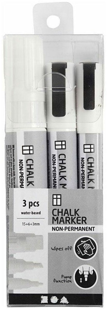 Creativ Company Chalkstifts White, 3st.