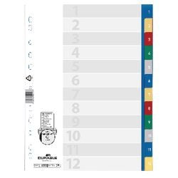 Numerische Tabs, langlebig, 6750, 12 Tabs, 11 Löcher, mehrfarbig