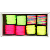 Creativ company macramé cord, thickness 1 mm, neon green, neon pink, neon yellow, neon mix, 8x28 m 1 box