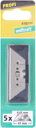 Wolfcraft Trapezmesser | im Karton | 0,65 x 61 mm | 5 Stück - 4187000