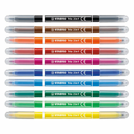 Stabilo Trio 2 in 1 - Filztip Stift und Fineliner in einem - Set 10 Stücke