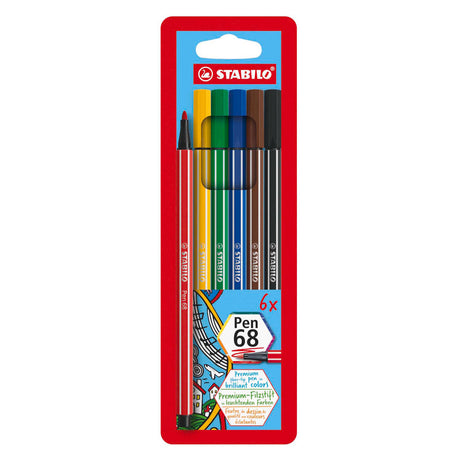 STABILO Filzstift Premium Stift 68 1 mm verschiedene Farben 6 Stück