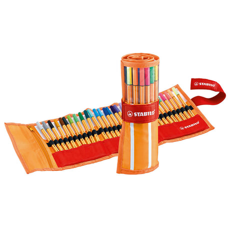Stabilo point 88 – Fineliner 0,4 mm – Rollenset – 30-teiliges Etui – mit 25 Standard- + 5 Neonfarben