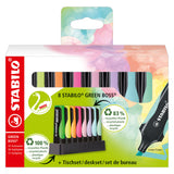 Stabilo Green Boss Pastell – Textmarker – aus 83 % recyceltem Kunststoff – 8-teiliges Schreibtischset – 4 Standard- und 4 Pastellfarben