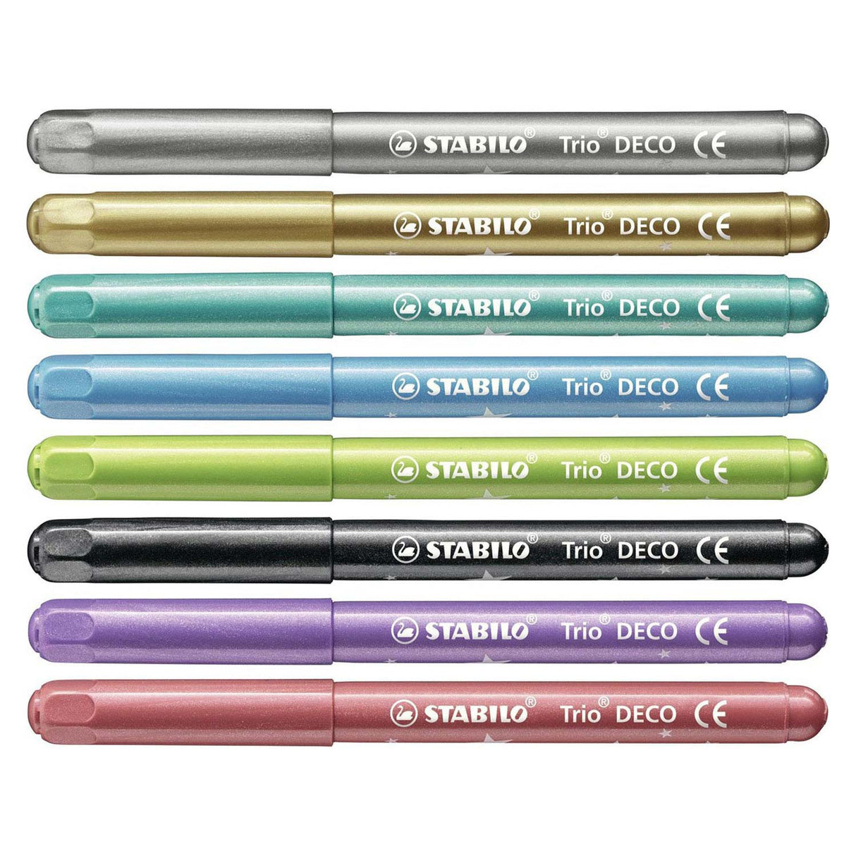 Stabilo Trio Deco – Metallic-Filzstift – mit extra dicker Spitze 3,0 mm – Etui mit 8 Farben