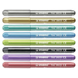 Stabilo Trio Deco – Metallic-Filzstift – mit extra dicker Spitze 3,0 mm – Etui mit 8 Farben