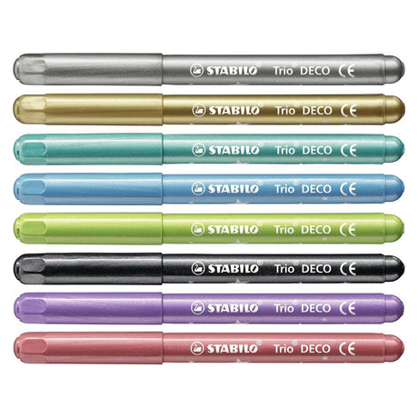 Stabilo Trio Deco – Metallic-Filzstift – mit extra dicker Spitze 3,0 mm – Etui mit 8 Farben