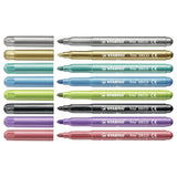 Stabilo Trio Deco – Metallic-Filzstift – mit extra dicker Spitze 3,0 mm – Etui mit 8 Farben
