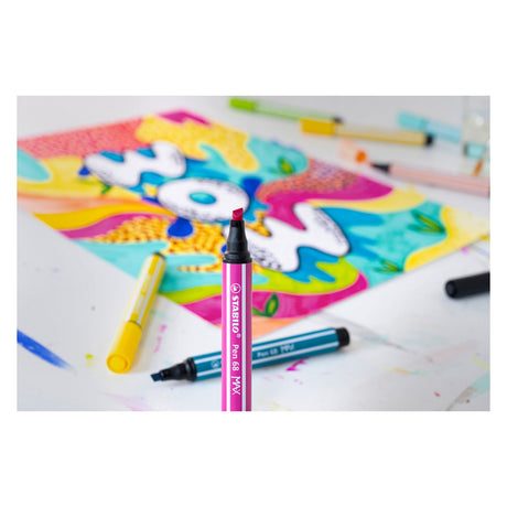 Stabilo Pen 68 max – Filzstift mit dicker Keilspitze – Gelb