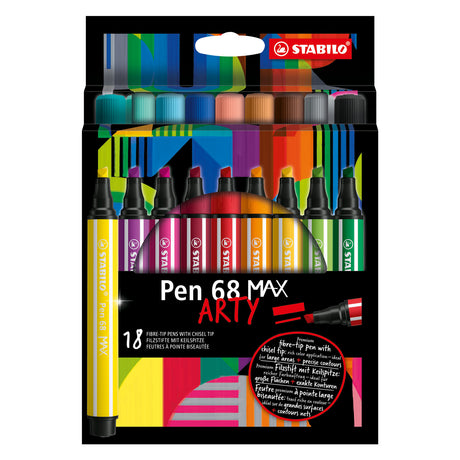Stabilo Pen 68 Max Arty – Filzstift mit dicker Keilspitze – Set mit 18 Stück
