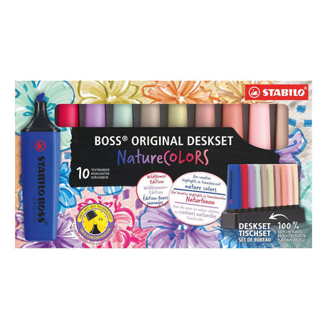 Stabilo Boss Original – Textmarker – Naturecolors Wildflower – Schreibtischset mit 10 Farben