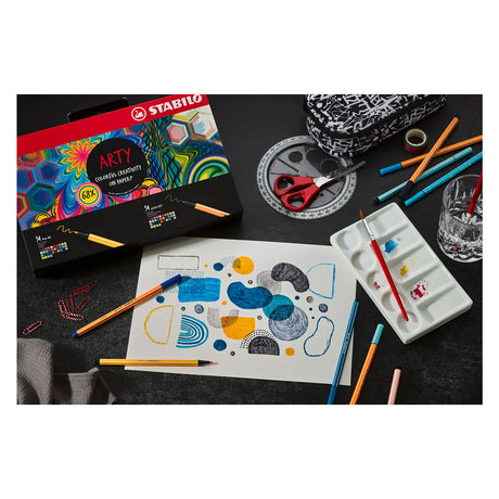 Stabilo Point 88 Pen 68 – kreativer künstlerischer Mix in Luxusbox – mit 34 Stück Point 88 Fineliner und 34 Stück Pen 68 Filzstiften
