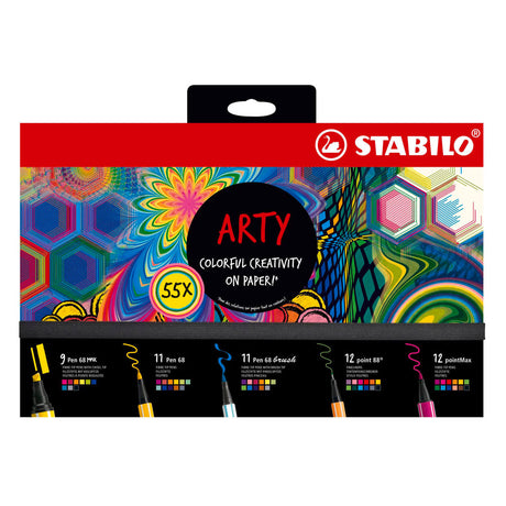 Stabilo Arty Set - Set Stift 68, Stift 68 Pinsel, Punkt 88, Stift 68 Max Pointmax - Kombietui mit 55 Teilen